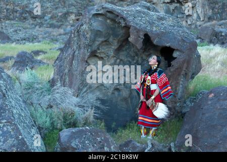 USA, Idaho, Willow Brahamson, Shoshone Woman, MR 0562 Foto Stock