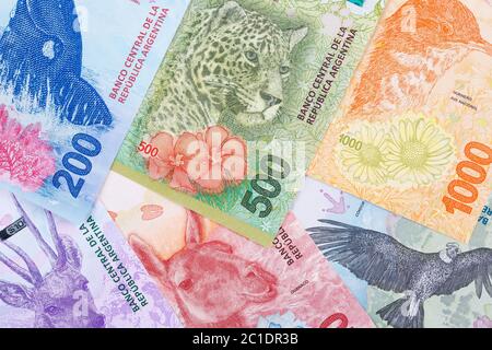 Nuovo pesos argentino uno sfondo Foto Stock