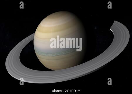 Illustrazione 3d del pianeta Saturno su sfondo stellare. Foto Stock