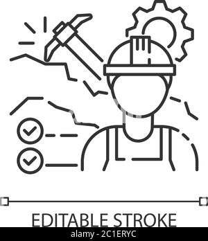 Icona pixel Perfect linear per ingegneri minerari Illustrazione Vettoriale