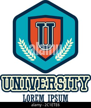 logo del campus universitario con spazio di testo per slogan / tag line, illustrazione vettoriale Illustrazione Vettoriale