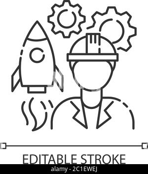 Icona pixel Perfect linear per ingegneri aerospaziali Illustrazione Vettoriale
