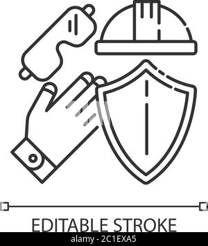 Icona pixel Perfect Linear per la sicurezza del lavoro Illustrazione Vettoriale
