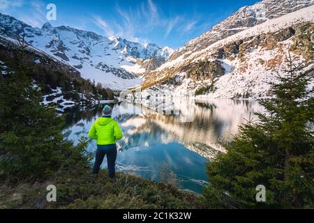 Lago di Aviolo nel Parco dell'Adamello, provincia di Brescia, Lombardia Italia, Europa Foto Stock