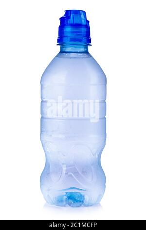 Bottiglia di plastica di ancora acqua sana isolati su sfondo bianco Foto Stock