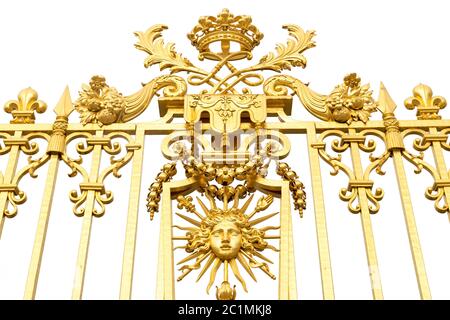 Porte dorate isolate al castello di Versailles. Francia Foto Stock