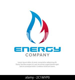 Immagine vettoriale di un logo Flame. Adatto per il logo e il branding di un'azienda petrolifera e del gas che produce energia per tutta la vita. Illustrazione Vettoriale