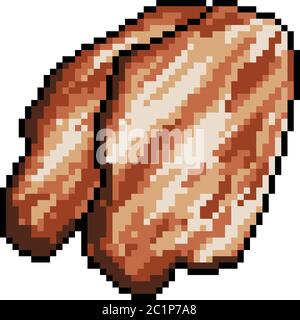 vettore pixel art carne bistecca isolato cartone Illustrazione Vettoriale