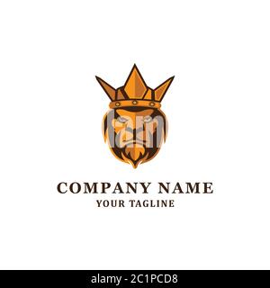 Il re leone disegni logo ispirazione, pulito e forte modello di logo Illustrazione Vettoriale