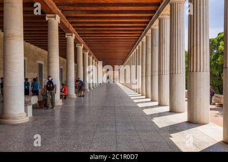 STOA di Attalos, anche Attalus, in Agora, Museo Archeologico, Atene, Grecia, Europa Foto Stock