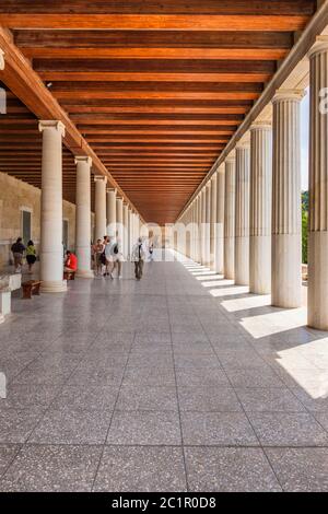 STOA di Attalos, anche Attalus, in Agora, Museo Archeologico, Atene, Grecia, Europa Foto Stock