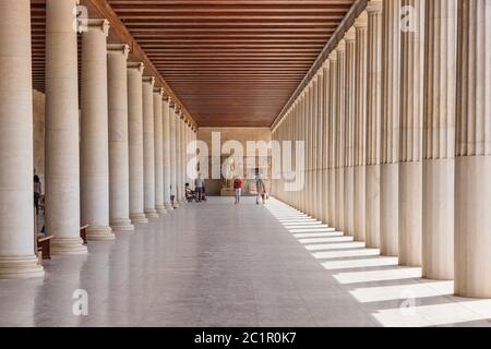 STOA di Attalos, anche Attalus, in Agora, Museo Archeologico, Atene, Grecia, Europa Foto Stock