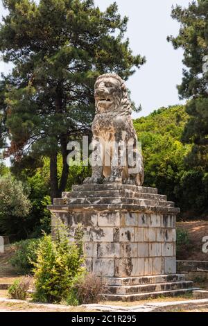 Il Leone di Amphipolis, IV secolo a.C., Anphipolis, Amfipoli, Macedonia Centrale, Grecia, Europa Foto Stock