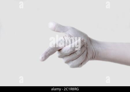 Gesti, posizioni ed espressioni con mani, braccia e dita femminili Foto Stock