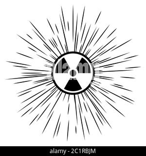 Simbolo di radiazione ionizzante con raggi radioattivi. Illustrazione Vettoriale