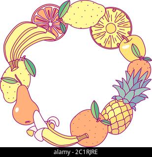 vettore frutta cerchio bordo cornice clip art Illustrazione Vettoriale