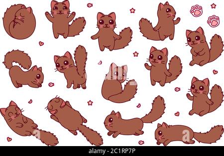 vettore carino cartone animato piccoli gatti set. posando gatto Illustrazione Vettoriale