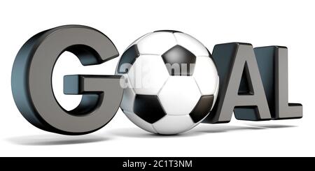 Parola obiettivo con il calcio, pallone da calcio. 3D Foto Stock