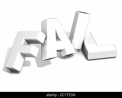 Concetto di fail. Lettere bianche isolate su sfondo bianco. 3D Foto Stock