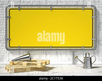 Mock up poster con cornice vuota cartello segnaletico. 3D Foto Stock