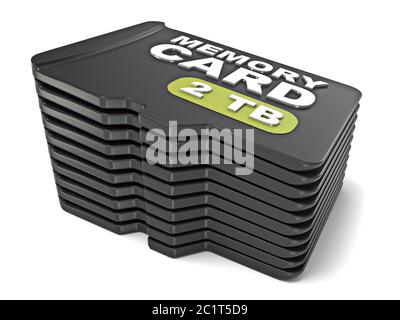 Memoria micro SD card stack. 3D Foto Stock