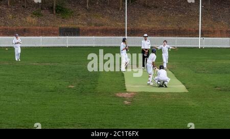 SYDNEY, AUSTRALIA - 30 novembre 2014: Ampio colpo di due squadre che gareggiano in una partita di cricket Foto Stock