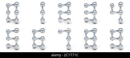 Font molecolare cifre numeriche raccolta, 3D Foto Stock