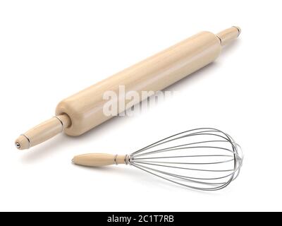 Frusta in legno e filo metallico. 3D Foto Stock