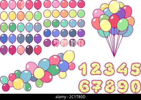le bollature vettoriali ritagliano il set di immagini. Bollature a forma di numero Illustrazione Vettoriale