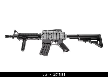 Immagine ingrandita di un'arma isolata AR-15 Foto Stock