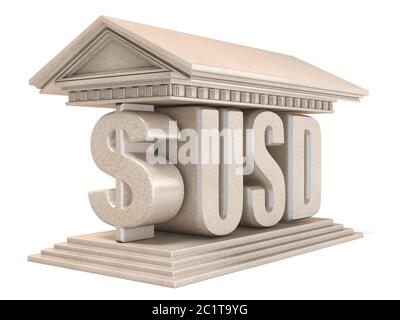 Dollaro valuta USD segno tempio 3D Foto Stock
