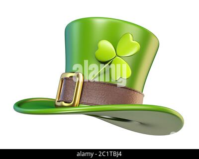 Verde per il giorno di San Patrizio con cappello di trifoglio - Vista laterale 3D Foto Stock