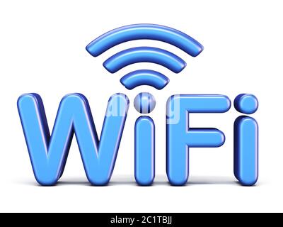 WiFi blu il simbolo 3D Foto Stock