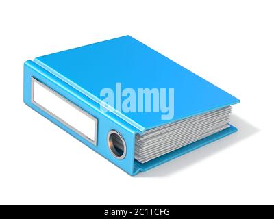 Blank blue Ring Binder 3D rendering immagine su sfondo bianco Foto Stock