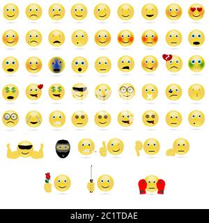 Eps10 icone emotive del volto Illustrazione Vettoriale