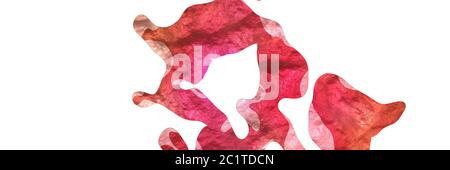 elemento di sfondo moderno e lucido astratto con superficie e colori rosso moderato, rosa bambino e rosa scuro moderato su sfondo bianco. Foto Stock