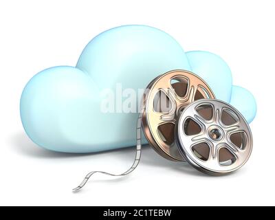 Icona cloud con nastri di film 3D Foto Stock