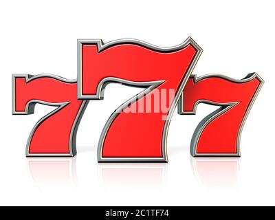 Rosso 777 jackpot fortunato simbolo 3D Foto Stock