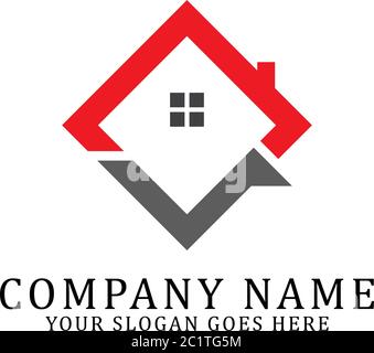 Creative immobiliare logo design Vector, quadrato logo ispirazione Illustrazione Vettoriale