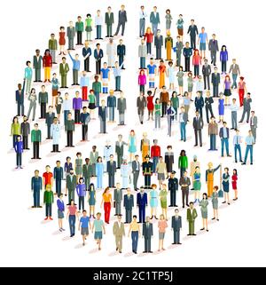 Grande gruppo di persone sotto forma di simbolo di pace, - illustrazione vettoriale Illustrazione Vettoriale