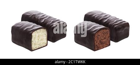 Vetri di ricotta isolati su sfondo bianco Foto Stock