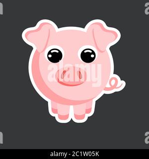 simpatico modello adesivo maiale in stile vettoriale piatto Illustrazione Vettoriale
