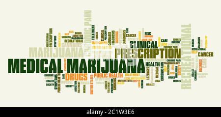 Marijuana medica parola nuvola. Prescrizione cannabis concetti testo nuvola. Foto Stock
