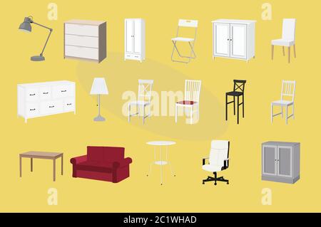 Arredamento Design. Set di icone. Illustrazione vettoriale. Illustrazione Vettoriale
