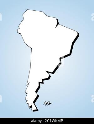 Mappa del Sud America contorno - forma del continente netto vettore di stile geometrico poligonale. Illustrazione Vettoriale