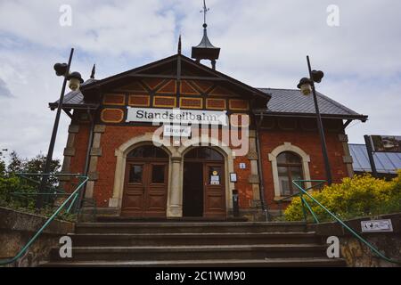 Stazione di montagna della funivia a Dresda, Germania Foto Stock