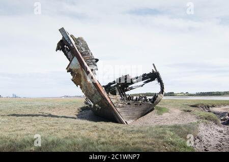 Grande relitto di legno di nave o barca Foto Stock