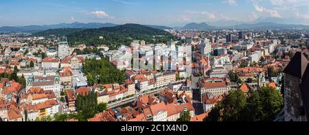 Lubiana, Slovenia. Vista panoramica della città. Foto Stock