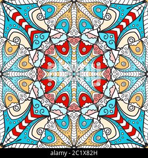 Mandala luminoso sfondo senza cuciture con ornamento circolare Illustrazione Vettoriale