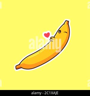 Cute Banana teasing Vector Illustrazione. Stile Cartoon piatto Illustrazione Vettoriale